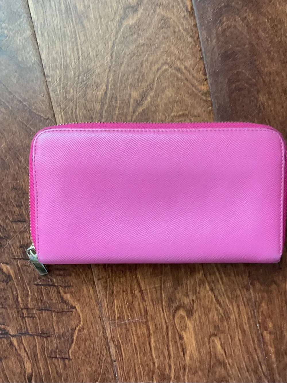 Tory Burch Hot Pink Zip-Around Logo Wallet